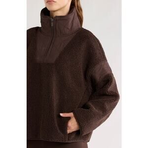 Cozy Zella Snowday Faux Shearling Quarter Zip Pullover M